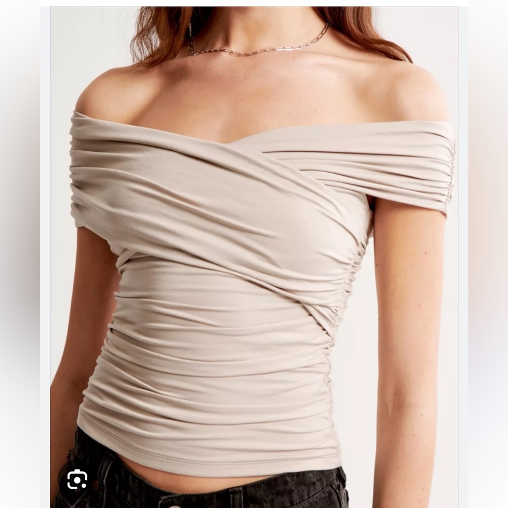 Abercrombie & Fitch Modal Blend Off-the-Shoulder Wrap Top